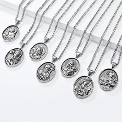 316 Stainless Steel Christian Jesus Virgin Mary Cross Necklace Men Women Exquisite Religious Medallion Necklaces Wholesale