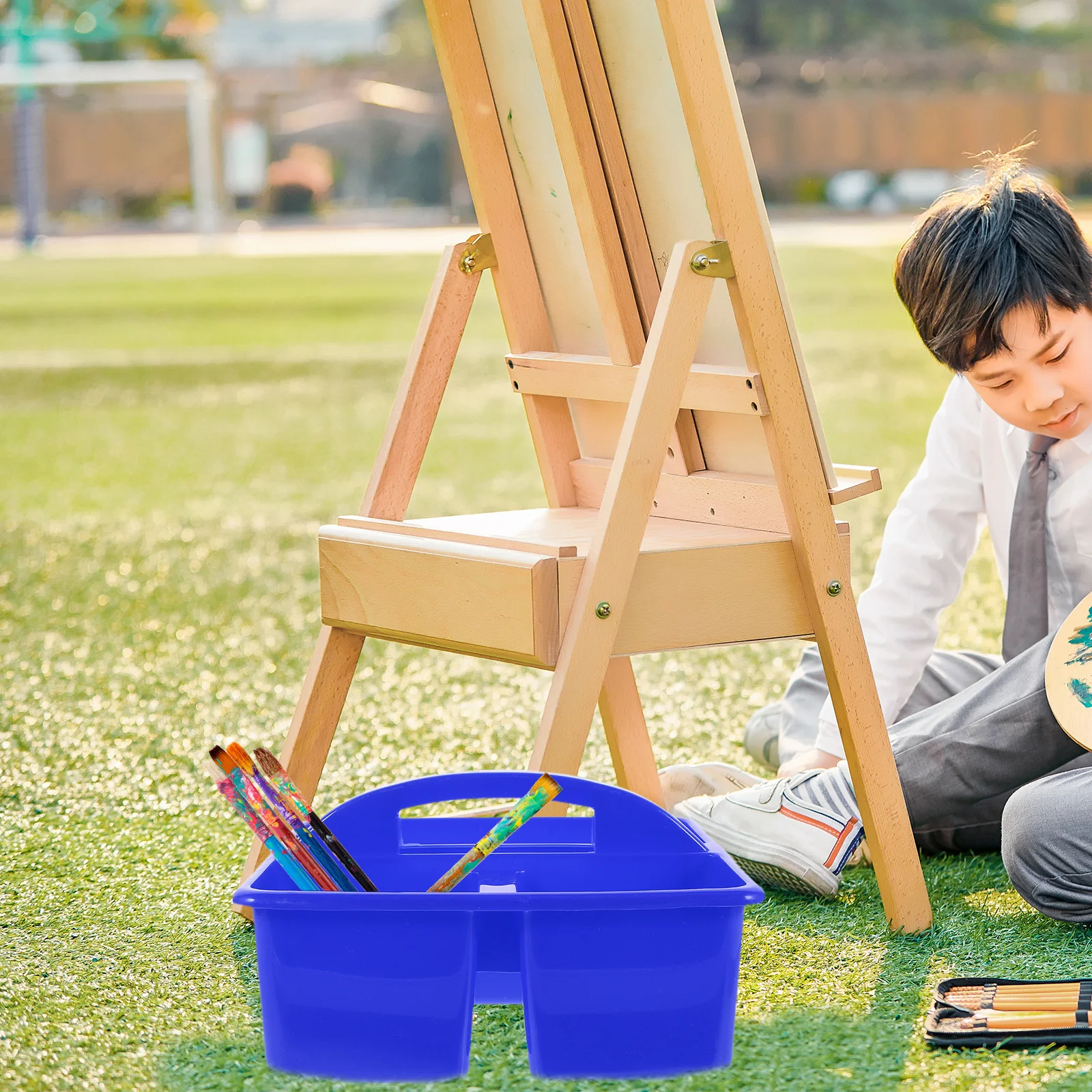 

2Pcs Portable Handheld Storage Basket Art Supply Organizer Large Capacity Stationary Holder Organizer for Painting Tools