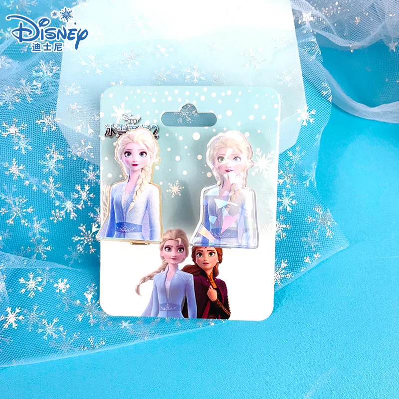 New Disney Frozen Kids Hairpins Acrylic Refraction Glow Duckbill Clip Princess Elsa Snowflake Hair Ornament Girls Birthday Gifts