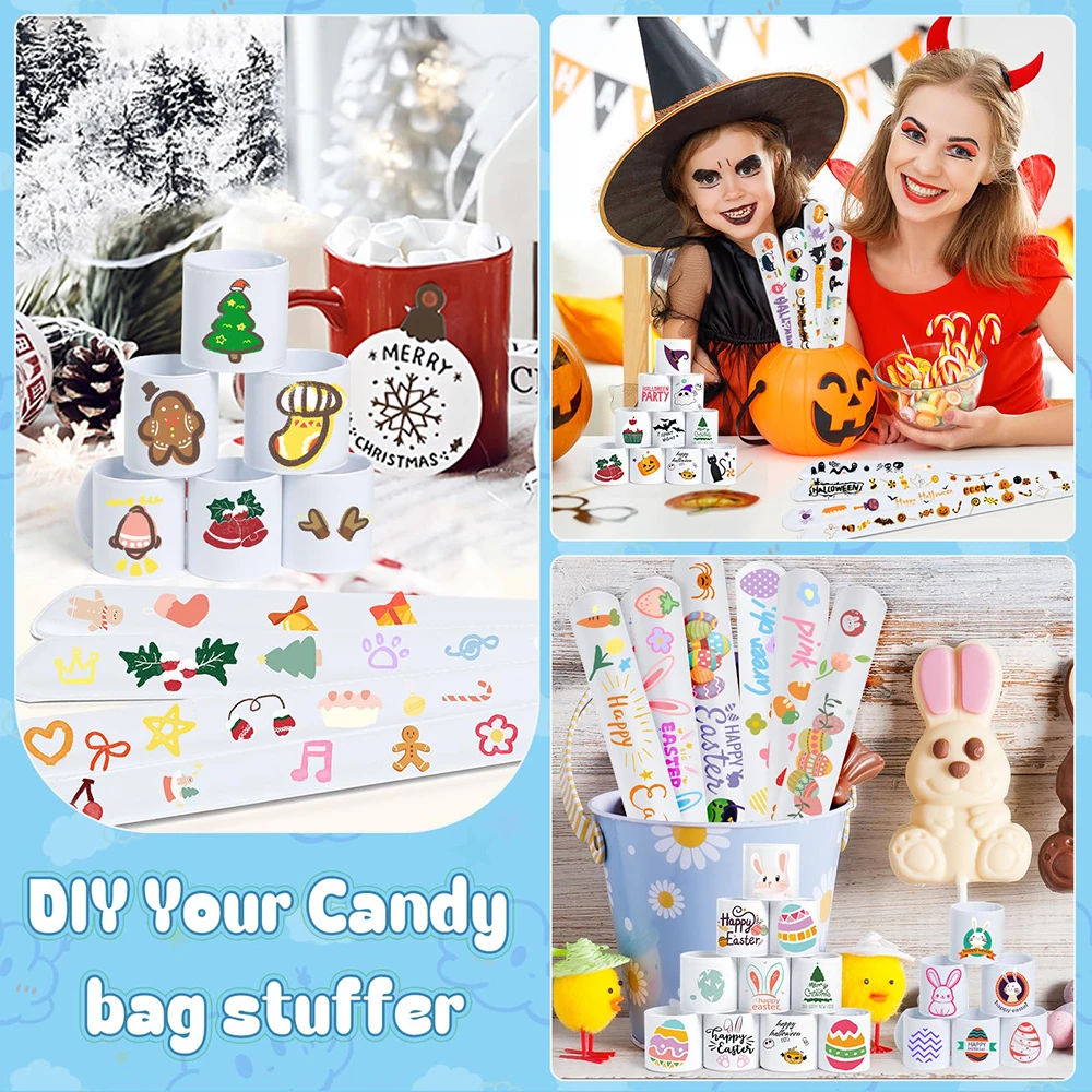 10 Stück PVC-Schlagarmbänder, weiß, DIY, leere Schnappbänder, kreative leere Armbänder für Kindertag, Geburtstag, Mitbringsel – Detail 7