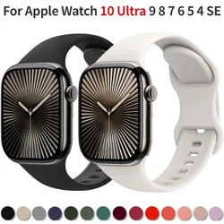 Silicone Strap for Apple Watch Band 45mm 41mm 44mm 40mm 49mm Series 10 46mm 42mm Bracelet for iWatch Ultra 9 8 7 6 5 4 SE2 Strap
