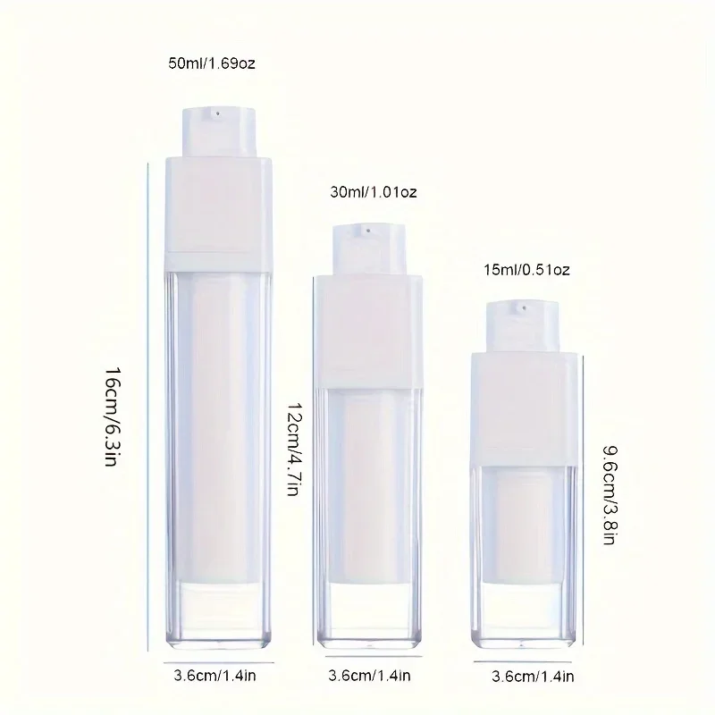 30/50ml 角型ロータリープレス真空ローションボトル - 再利用可能、フェイスクリーム、ファンデーション、エッセンス液体用のポータブルトラベルコンテナ