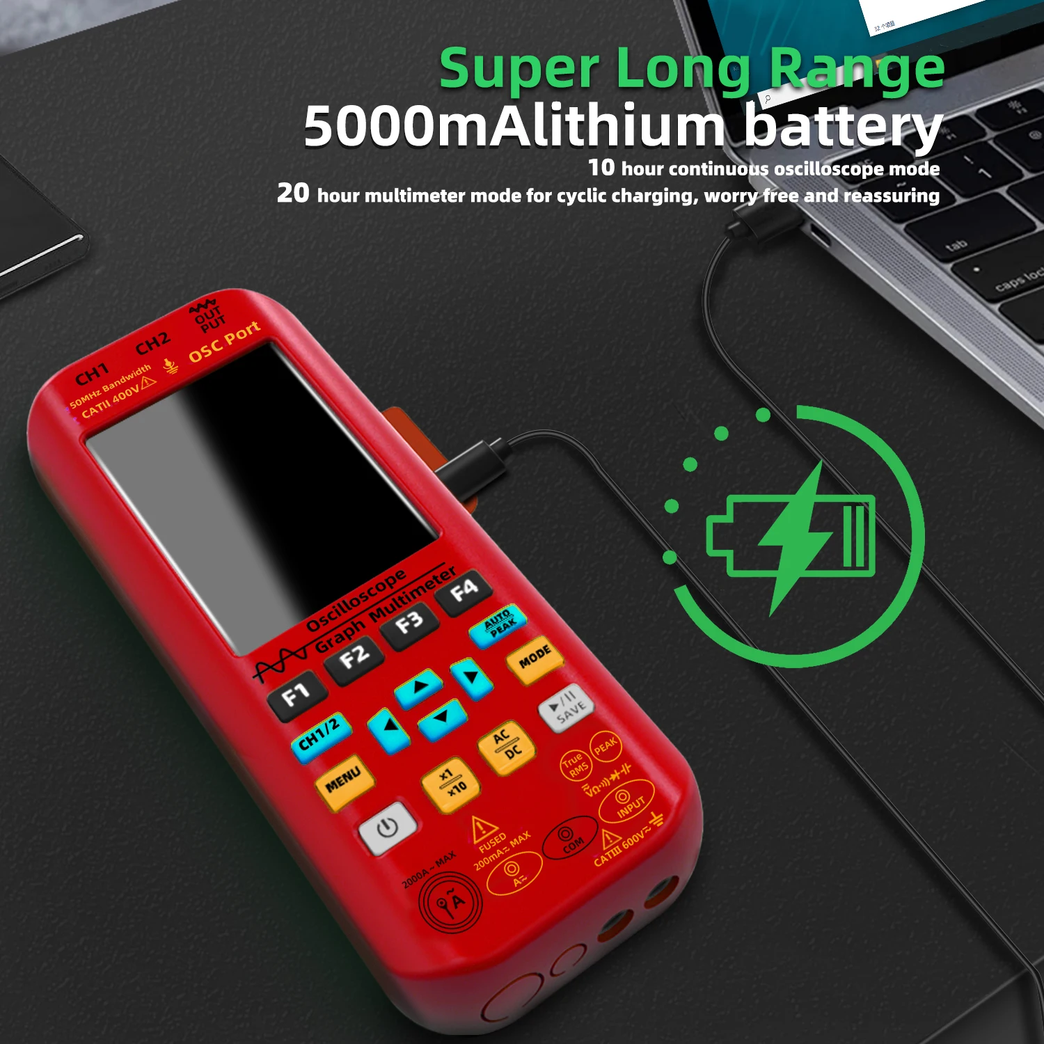 BSIDE NEW Handheld Oscilloscope Digital Multimeter+Function Signal Generator 3-IN-1 Dual Channel 50MHZ*2 250MS/s Graphic Meter