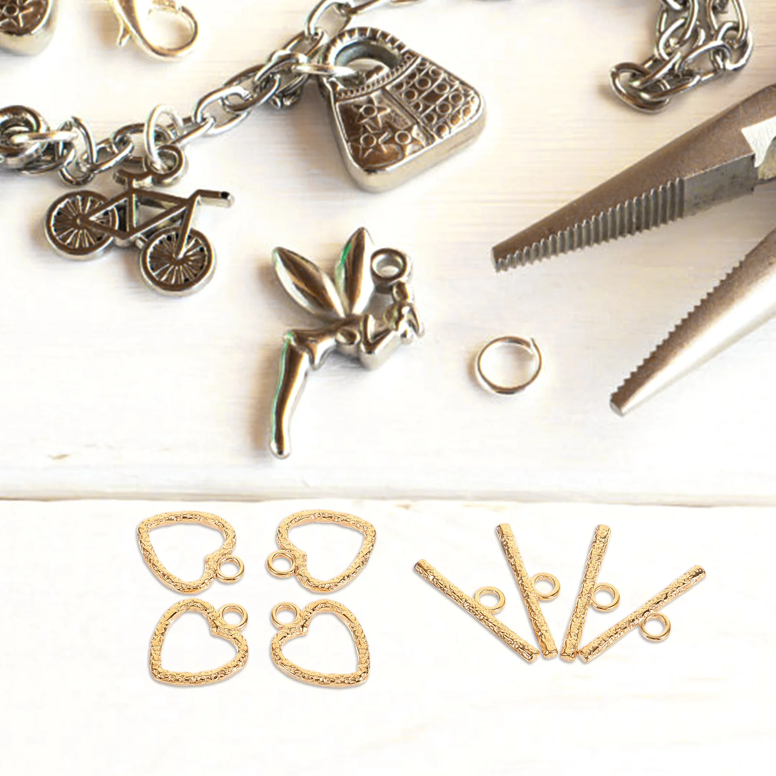 2 conjuntos de fechos de alternância de aço inoxidável dourado para fazer joias, conectores de colar de pulseira resistentes ao desbotamento