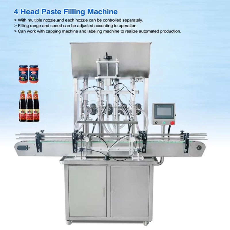 Automatic Apple Mango Egg Yolk Sauce Filling Machine, Milk Soap Sauce 4-Head Filling Machine