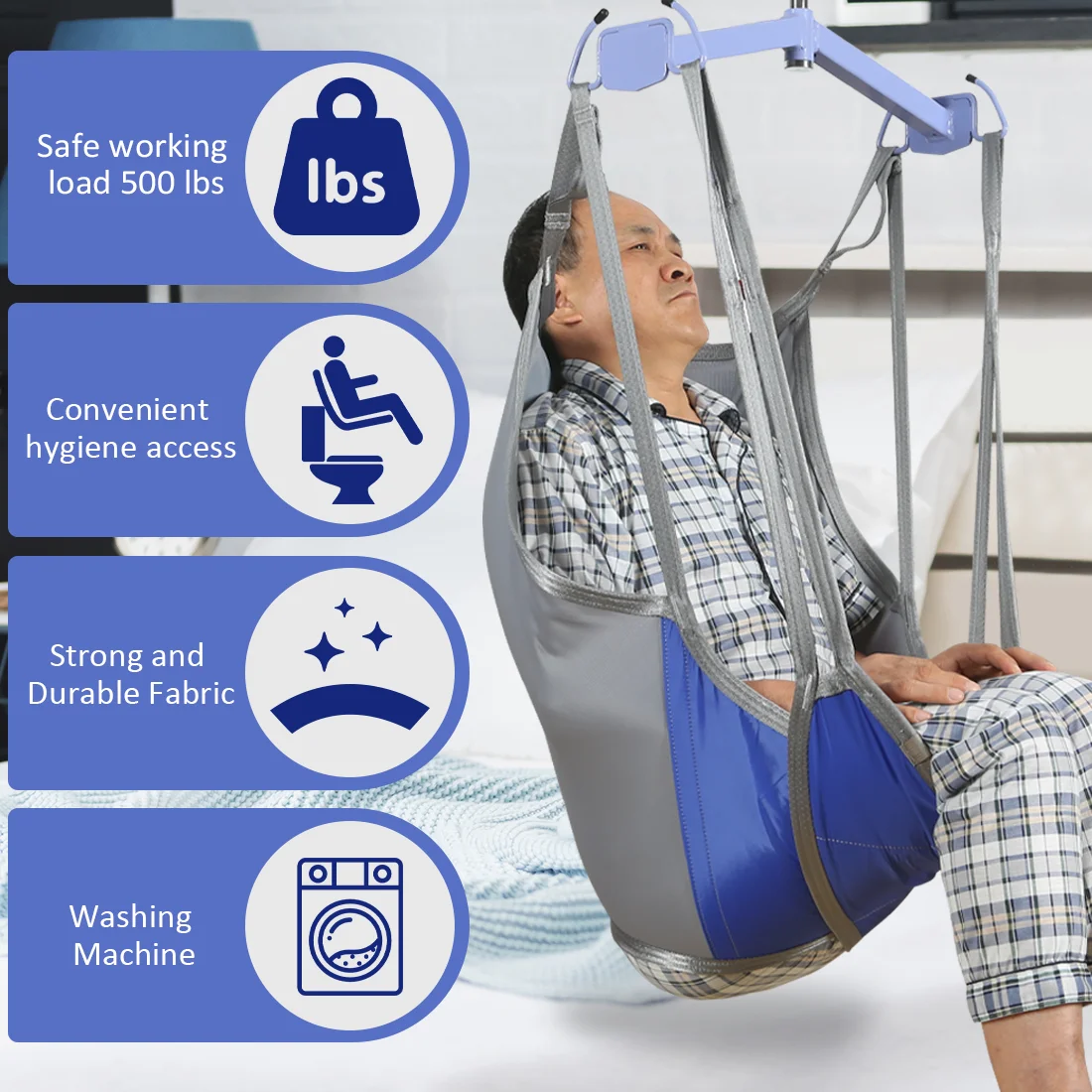 

Ehucon Low Friction Divided Leg Patient Lift Sling Durable Transfer Hoist Hoyer Sling for Elderly Disabled Patient
