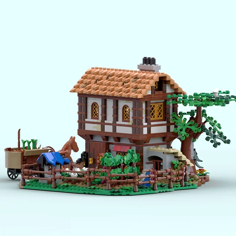 Medieval Castle Moc Building Blocks Bear Medieval Farm Technology Bricks Christmas Assembly Street View Toy Constructrion Gifts - view 3