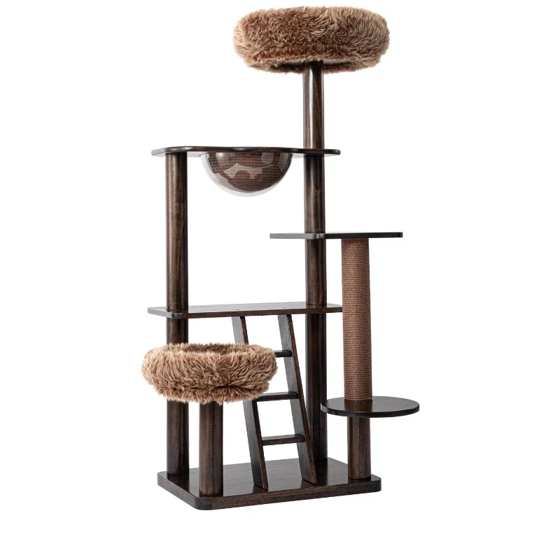 Climbing frame cat nest Imported solid wood cat frame Wooden lacquered space bowl nest