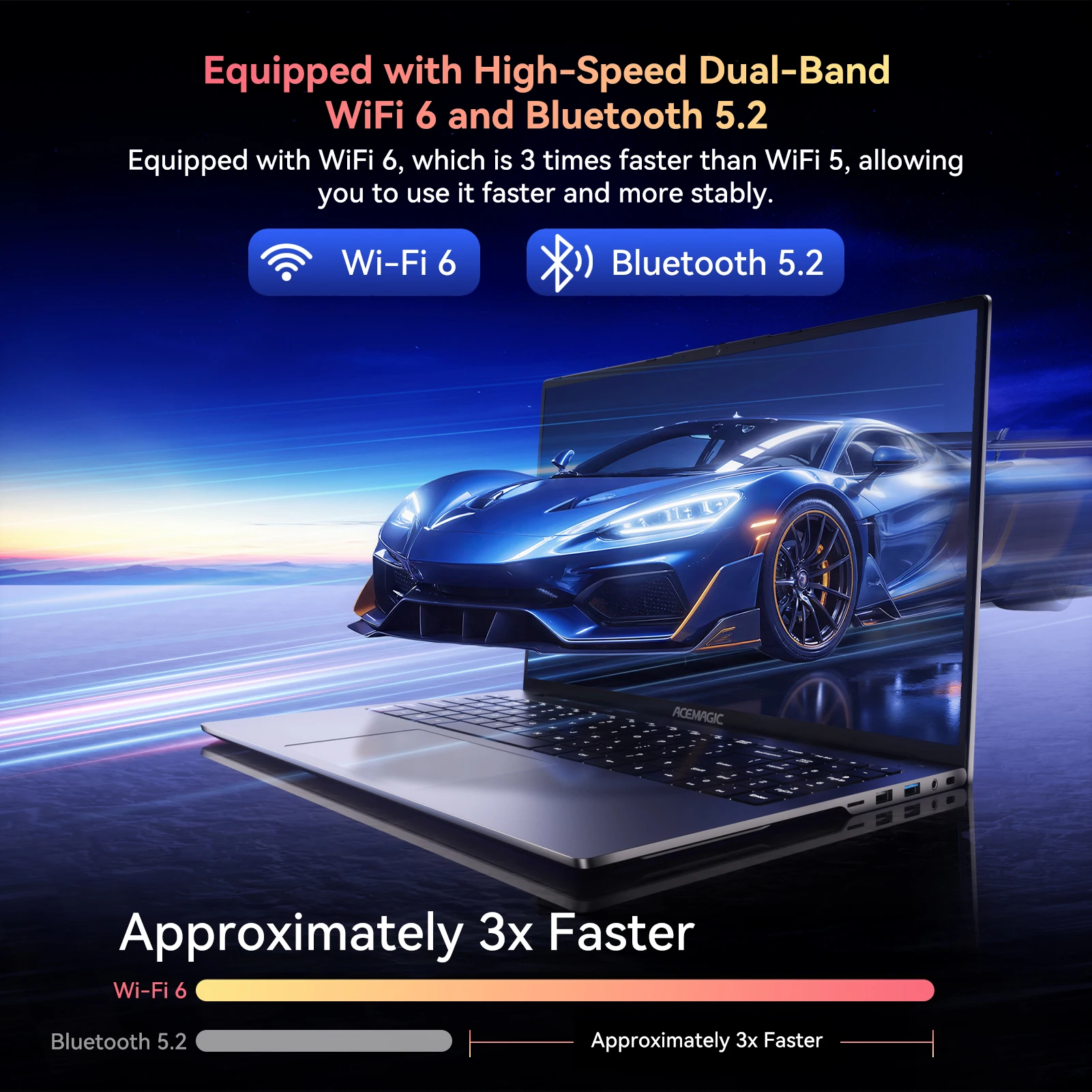 كمبيوتر محمول للألعاب ACEMAGIC RX16 Ryzen 7 7735HS DDR5 16GB SSD 512GB 4400mAh Ryzen تردد يصل إلى 4.75 جيجا هرتز WiFi 6 + BT5.2 180 °   الخلفية