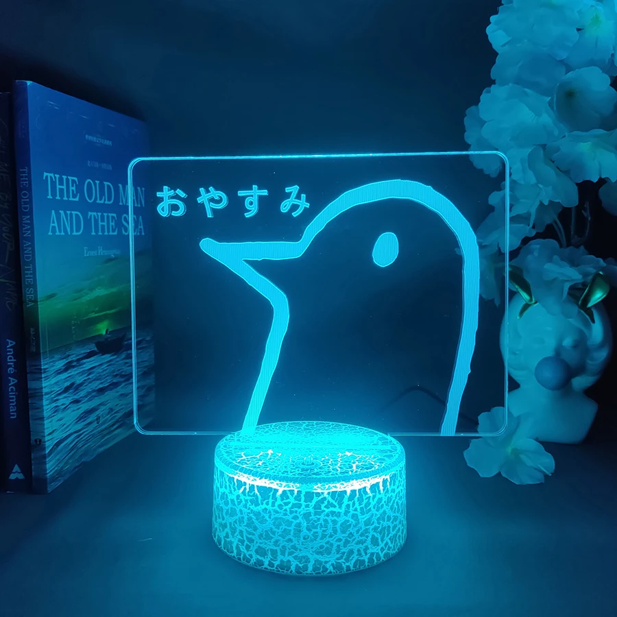 Oyasumi punpun Characters Duck 3d Illusion Nightlight Good Night Punpun Manga Lamp for Kids Bedroom Decoration New Year Gift