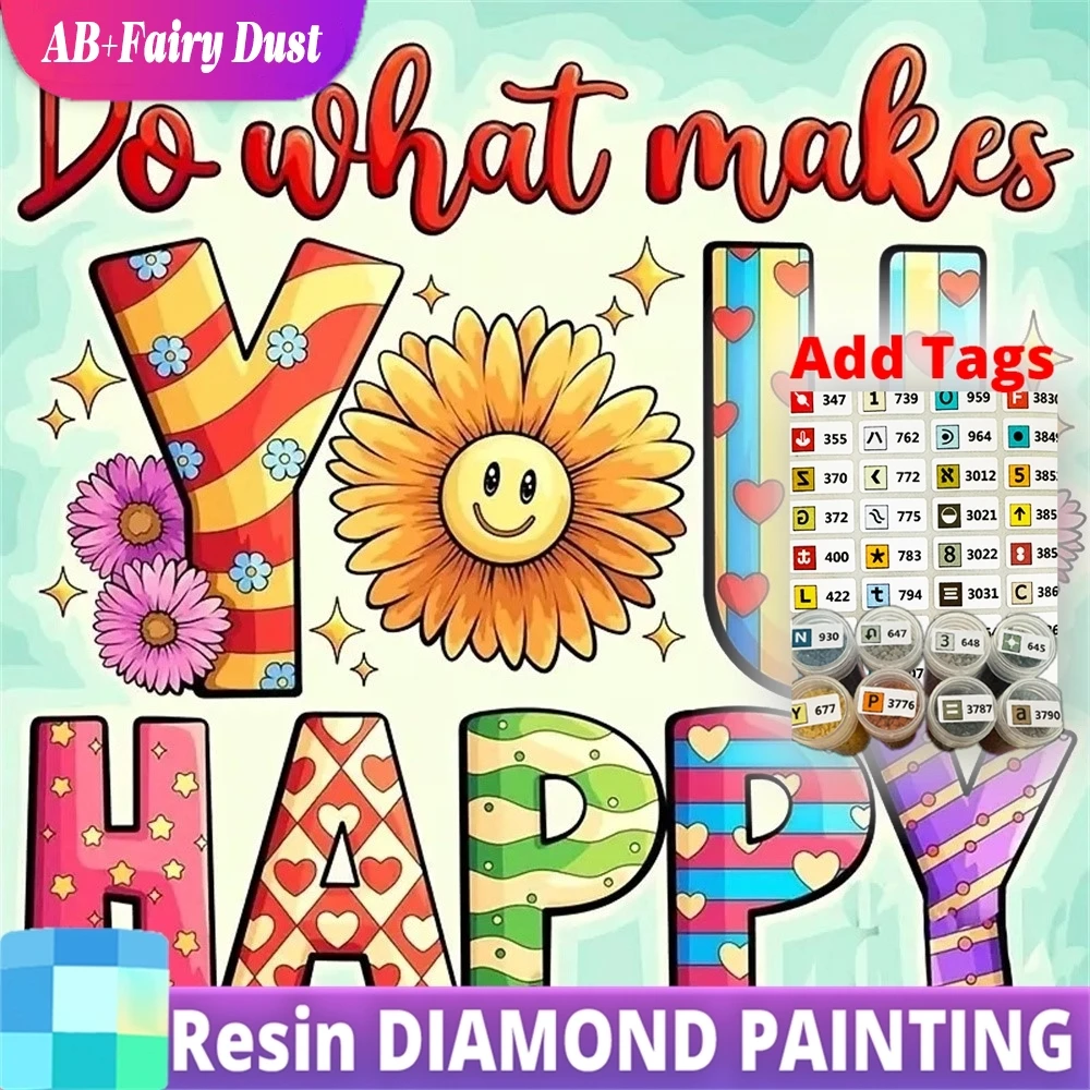 

Resin AB Fairy Dust Diamond Embroidery Letter Text Mosaic Suitable for Beginners New Arrival Kits Painting Landscape Cartoon DIY