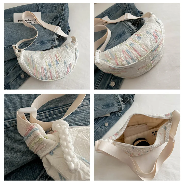 Minimalistische Umhängetasche im japanischen Stil für Damen, kleine Umhängetasche für das Handy, leichte und vielseitige Dumpling-Tasche für Mädchen – Detail 19