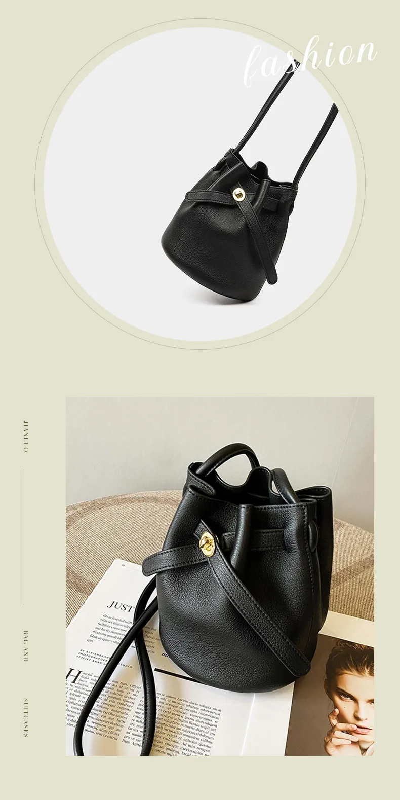 2024 neue Litschi Muster Damen Beutel tasche mit Schloss Zylinder Umhängetasche Umhängetasche kleine Tasche Handy tasche – Detail 16