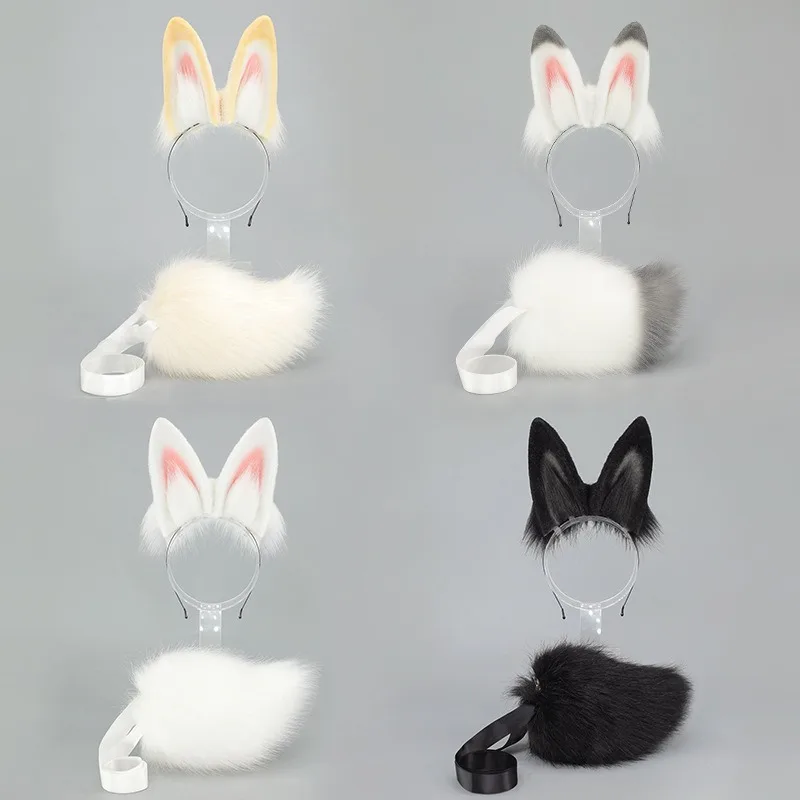 Nouvelles filles en peluche longue oreille de lapin bandes de cheveux chapeaux bandeau robe Accesorios femmes fille Cosplay Lolita Cosplay accessoires de cheveux