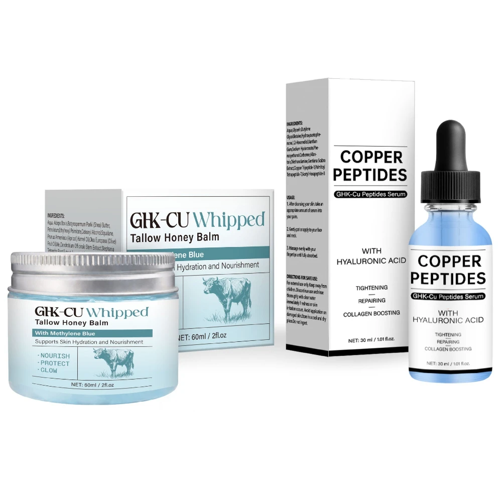 Blue Copper Peptide Essence Liquid 30ml GHK-Cu Deep Repairing Moisturizing Essence Liquid Peptide 50g Cream + 30ml Essence