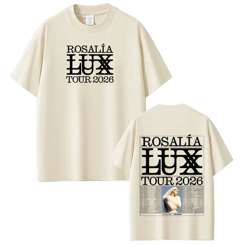 Singer Rosalía LUX Album Tour 2026 Print T-shirt Men Women Fashion Cotton T-shirts Oversized Hip-hop Casual Aesthetic T Shirts