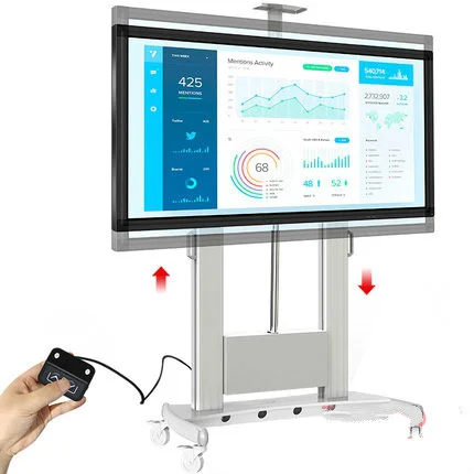 Motorized Lift Screen Heavy Duty TV Mount Cart Fits Most 60-100 Inch Flat Panel LED LCD TV Loading 134kgs 300lb