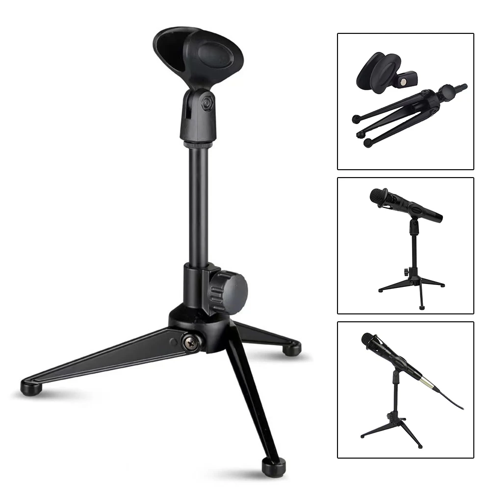 1PCS Adjustable Microphone Stand Portable Lightweight Bracket Desktop Tripod Table Space-saving Stand Holders