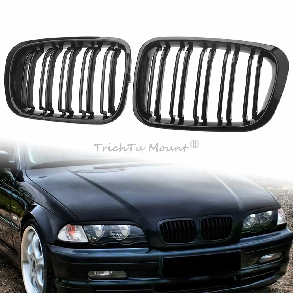 

Front Bumper Kidney Racing Grille Gloss Black Grille For BMW 3 Series E46 1998-01 Car Accessories Double Slat Racing Grills