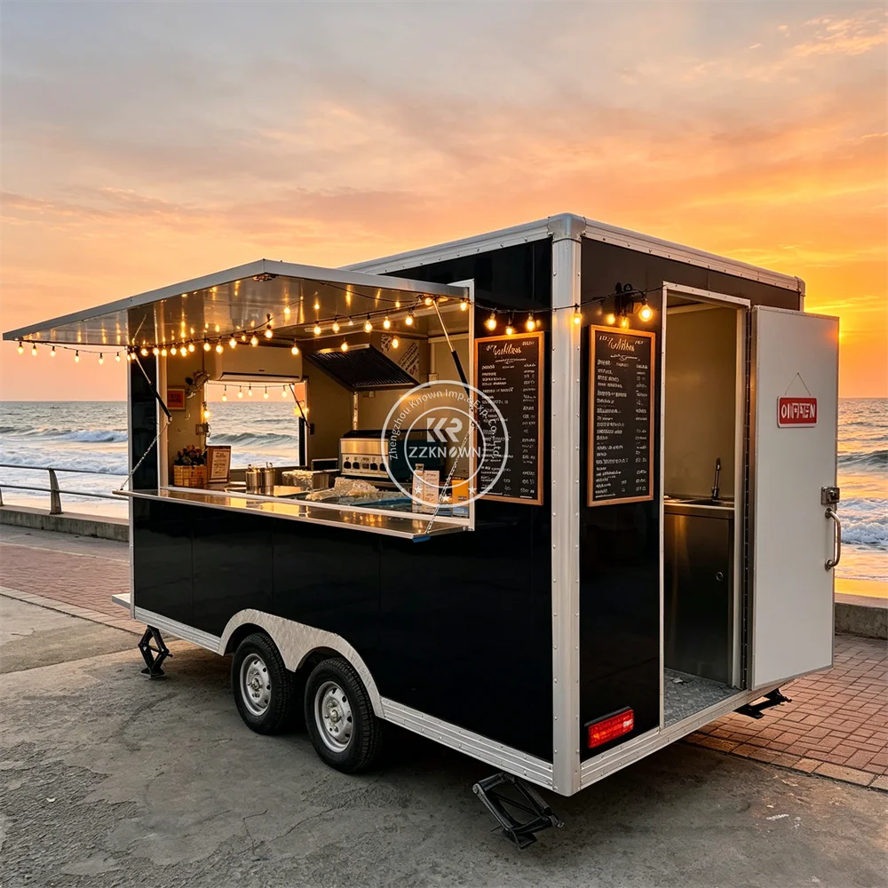 

Professional Catering Trailer Stainless Steel Coffee Ice Cream Food Trailer Concession Trailer Taco Burger Food Truck For Sale