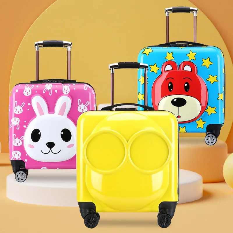 

Kids Rolling Luggage 18 Inch Cartoon Cabin Suitcase Lightweight Spinner Travel Toy Gift Logo Safe Durable Bright Luggage Set