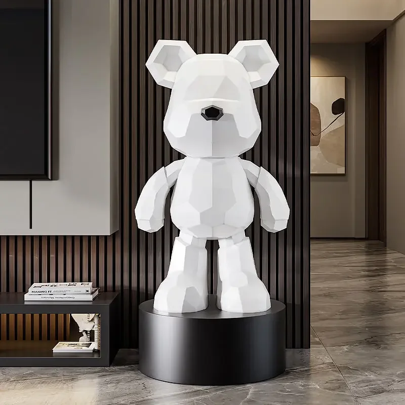 Creative Geometric Violent Bear Resin Sculpture Ornaments, Light Luxury Art Living Room TV Cabinet Decoration, Trendy Home Gifts