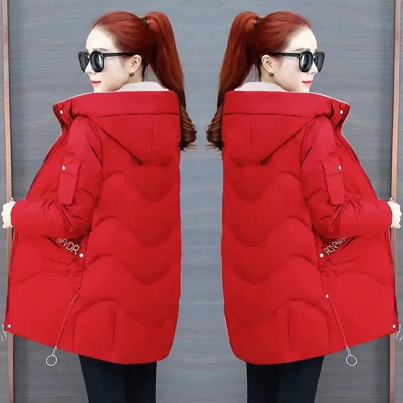 2021 Women Winter Jacket Hooded Warm Coat Black White Green Cotton Padded Jacket Female Long Parka Women Wadded Jaqueta Feminina