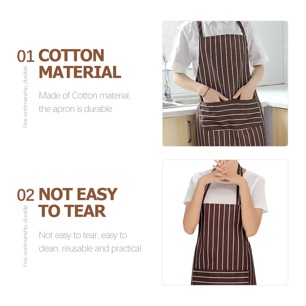 

2Pcs Reusable Striped Apron for Men Women Oil Proof Cooking Baking with Pockets Kitchen Essentials Striped Apron