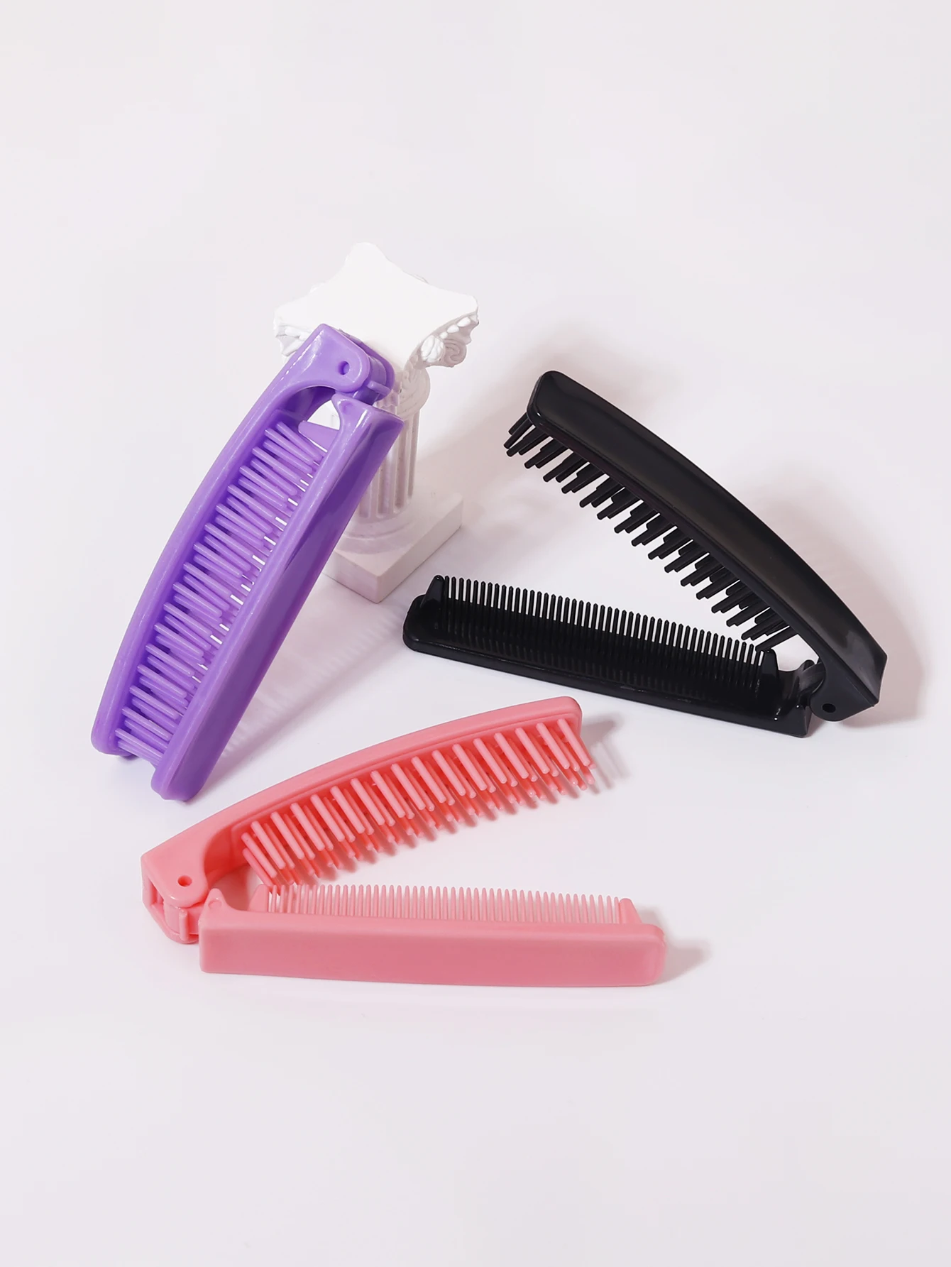 1 piece portable plastic anti-static foldable travel scalp massage comb portable pocket hair styling tool