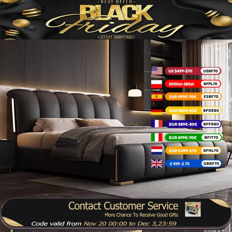 

Leather Black Double Bed Mattress Sheets Simple Modern Frame Double Bed Storage Luxury Modern Cama Matrimonial Bedroom Furniture