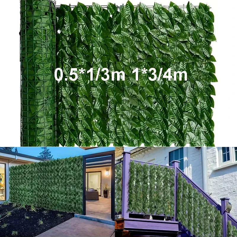 

0.5*1/3 1*3/4m Artificial Ivy Privacy Fence Artificial Plants Hedge Fence Decoration Garden Wall Fake Plant Green Luo Apple Leaf