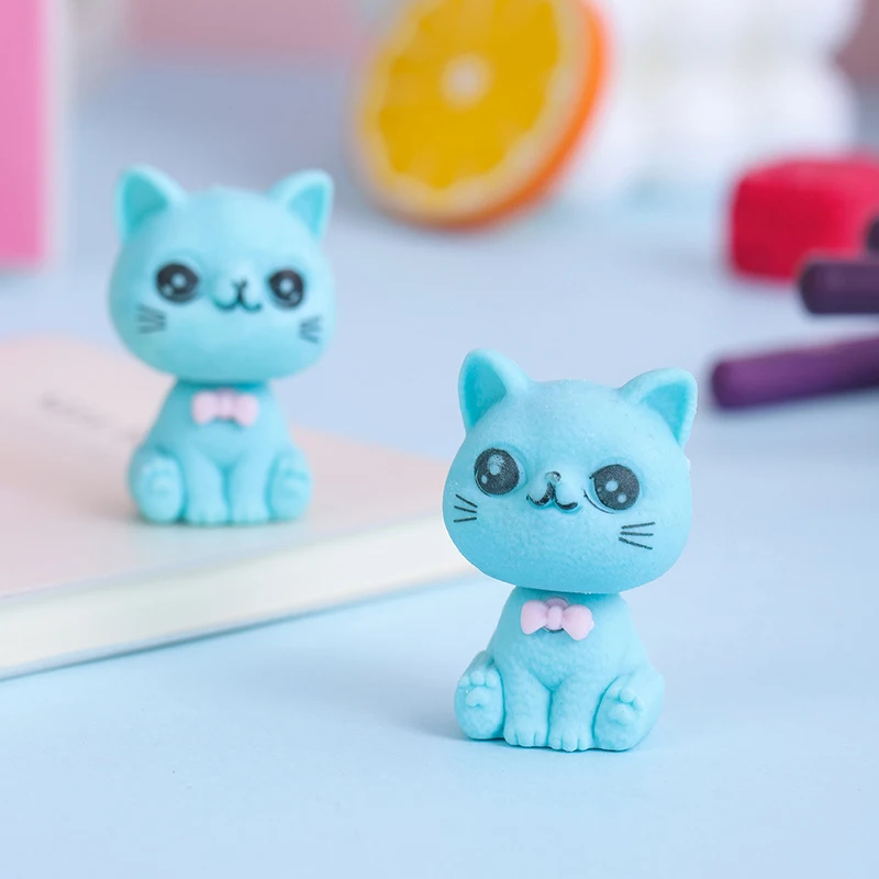 Creative Cartoon Three-Dimensional Cat Rubber Eraser Lovely Writing Drawing Pencil Erasers Novelty Stationery School Supplies