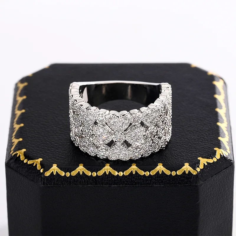 

Fashion Heart Cross Ring Female Jewelry With Brilliant AAA Zirconia Shinning 925 Silver Color Party Birthday Jewelry Gift