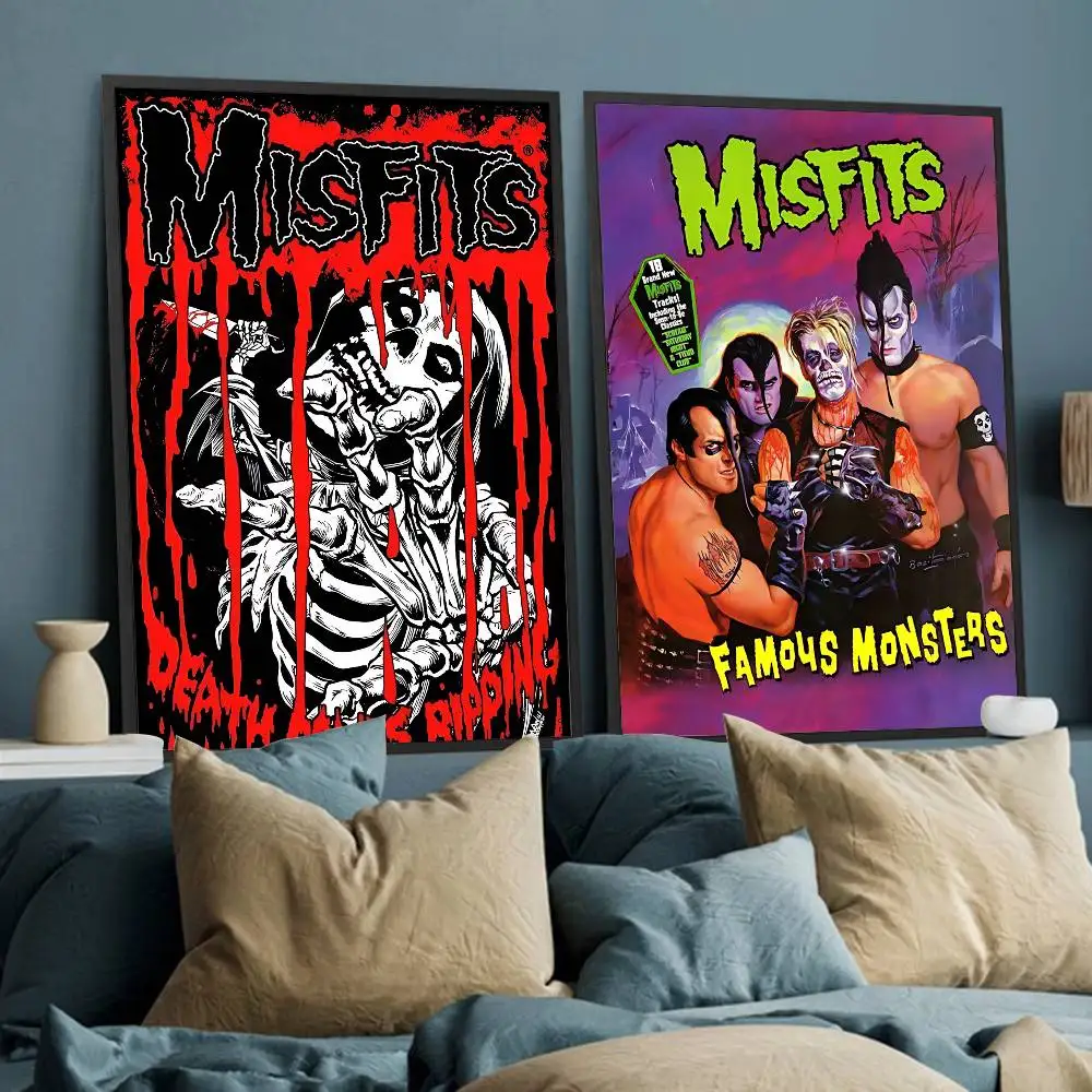 Punk Band T-The M-Misfits Classic Vintage Posters Decoracion Painting Wall Art White Kraft Paper Kawaii Room Decor