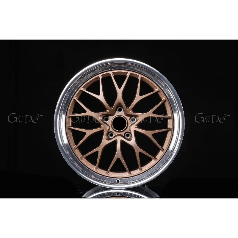 High End Customized Wheel Hub Multiple Inch Deep Concave Forged Alloy Rims, 5x3 PCD Gold Polished Finish, Single Piece Sporty C