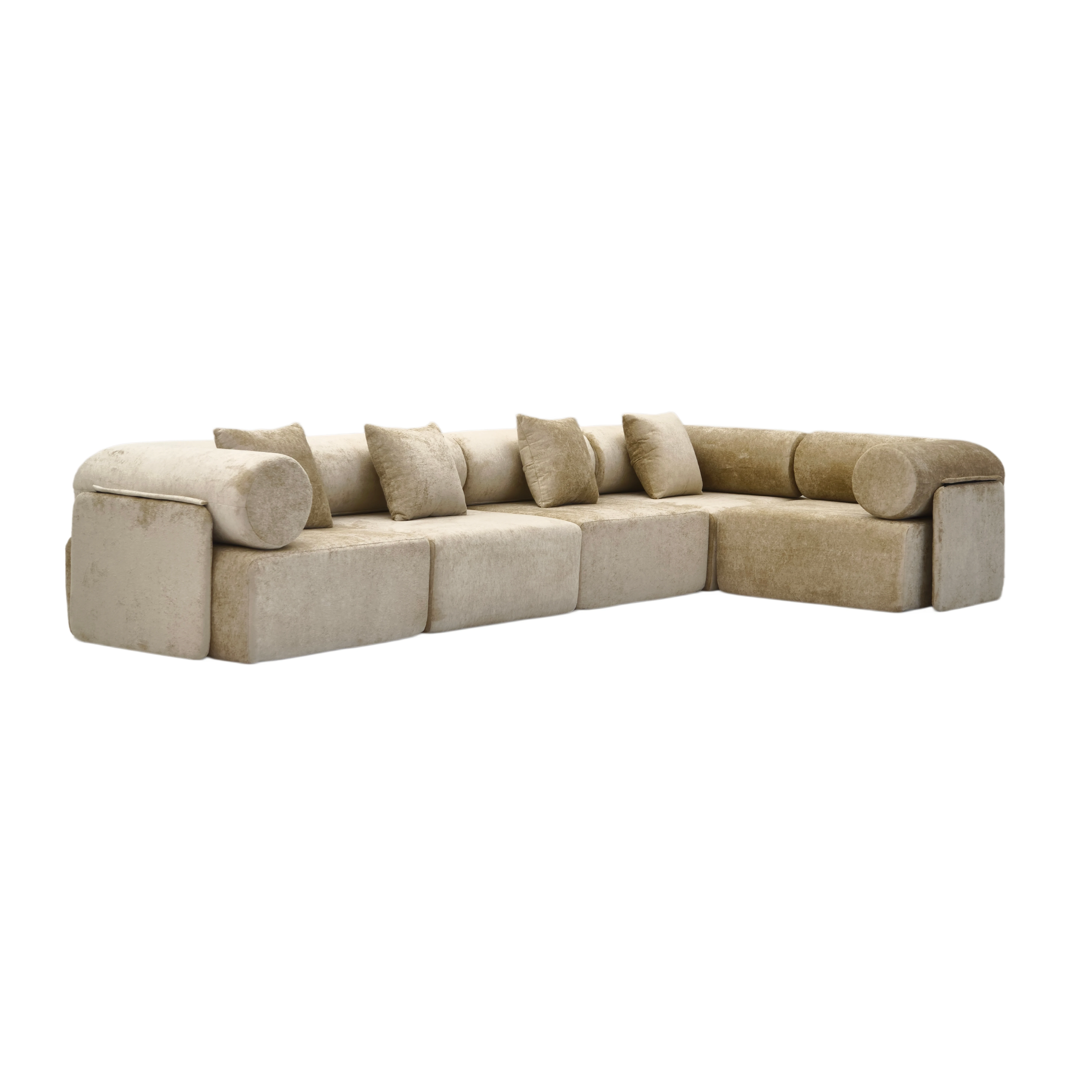 #Modern Luxury Fabric Half-compressed Sofa Vacuum Packed in 3 Boxes Easy Assembly Sectional for Villa & Hotel Living Rooms