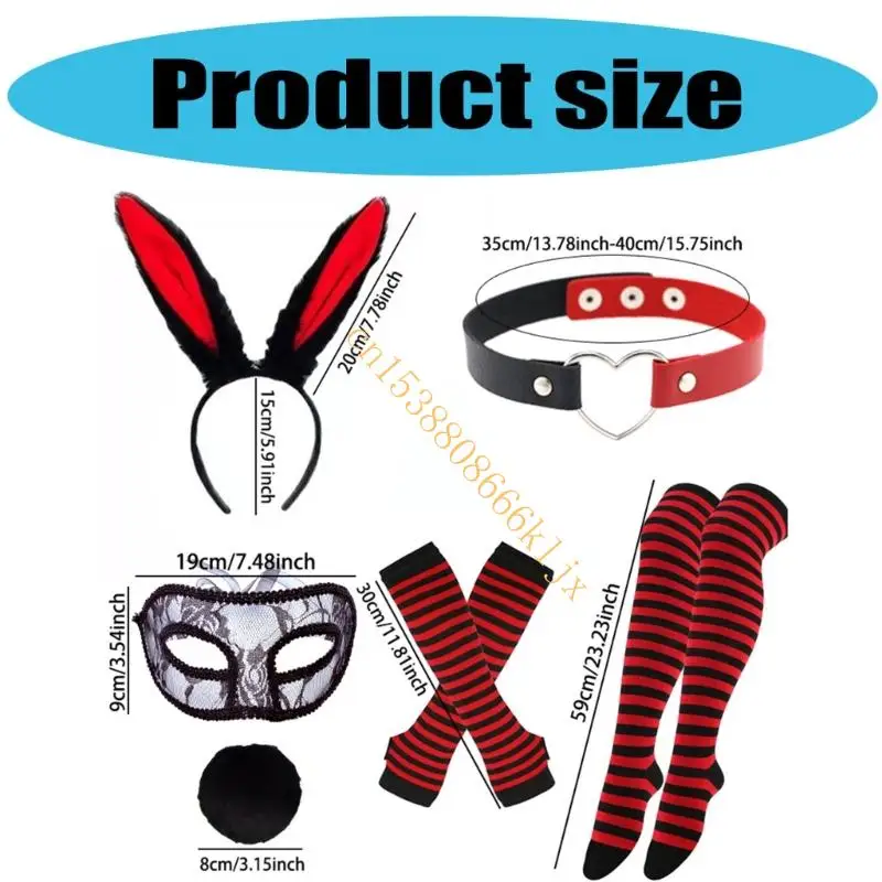 زي أرنب عيد الفصح للنساء آذان أرنب أذنب الشريط جوارب الأشرطة التيل لحزب كوز هالوين 066C