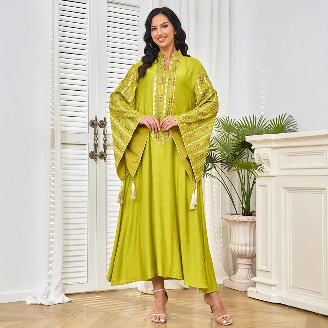 

Middle Eastern robe Muslim robe dress New bead elegant Fashion simple temperament Holiday style High-end banqu