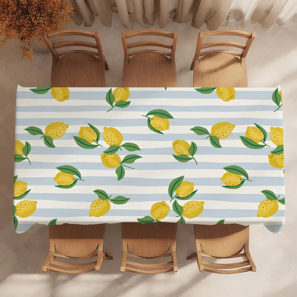 Yellow Lemon Fruit Table Cloth Party Decor Dining Room Home Kitchen Patios Waterproof Stain-Proof Table Cloth