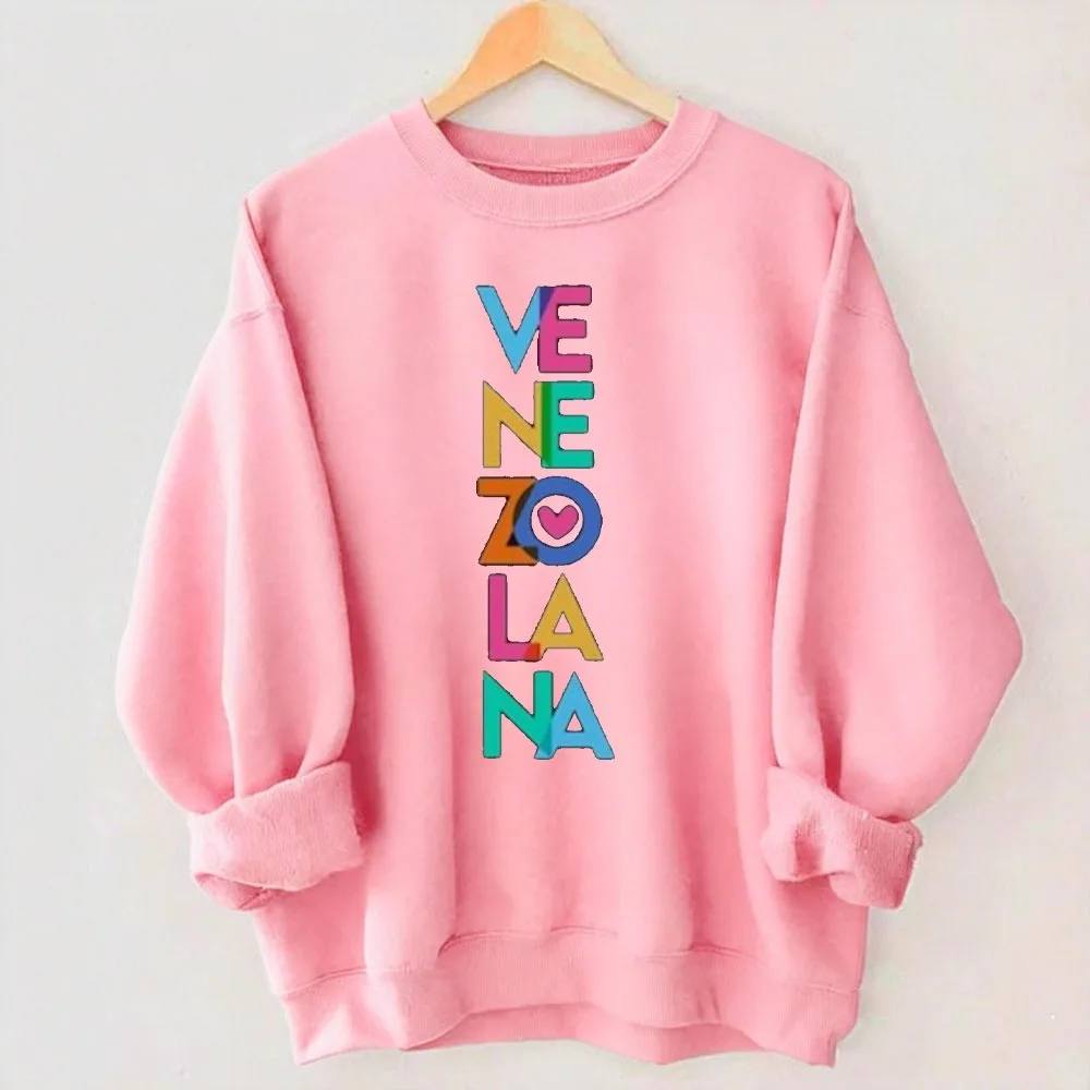 Venezuela Sweatshirt Venezuelan Flag Crewneck Gift for Venezuelans Pride Sweater Gift Women Clothes Creative Pattern Pullover