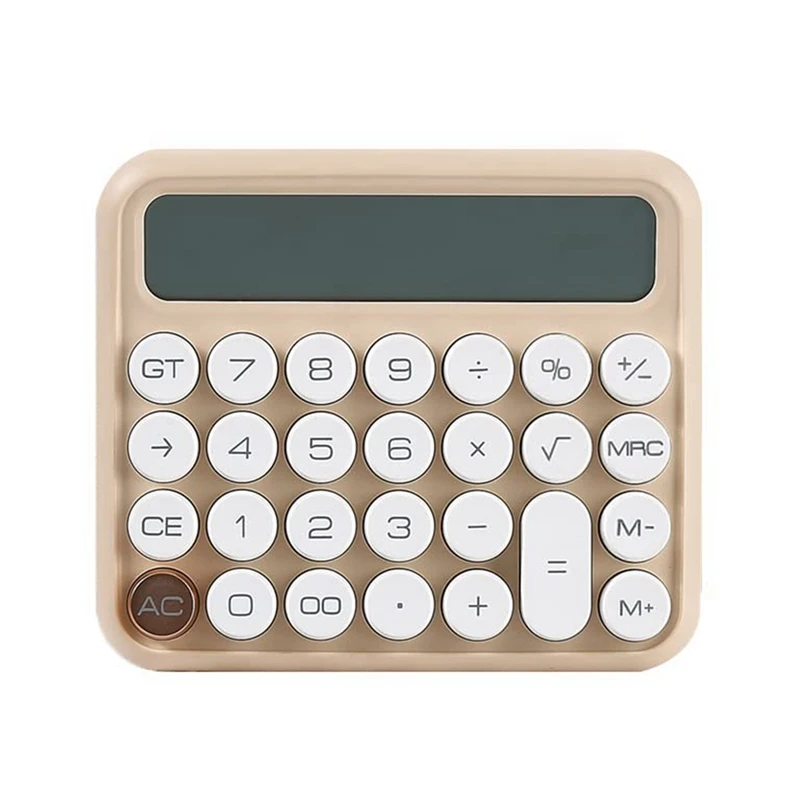 Calcolatrice con interruttore meccanico da tavolo a 12 cifre calcolatrice con Display LCD di grandi dimensioni calcolatrice finanziaria a pulsante grande Beige