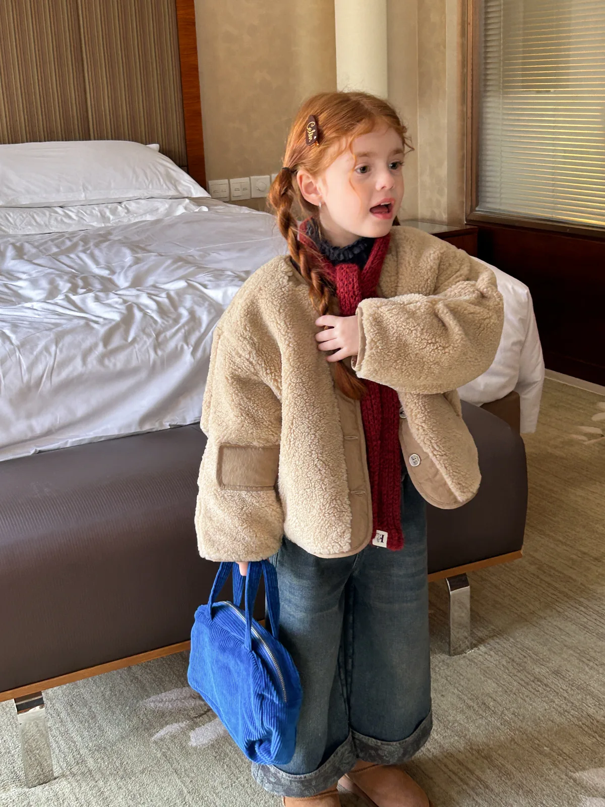 الفتيات السراويل 2025 شتاء نمط جديد مع إضافة المخملية وحواف ملفوفة المألوف واسعة الساق الدنيم السراويل لارتداء اليومي غير الرسمي #6