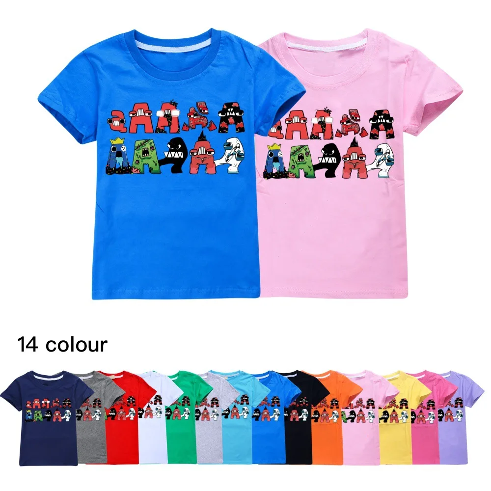 

Boy T Shirt For Girls Tops Summer Alphabet Lore Graphic Tee Cartoon Anime Children Clothing Kids Clothes 2 To 14 Boys T-shirt