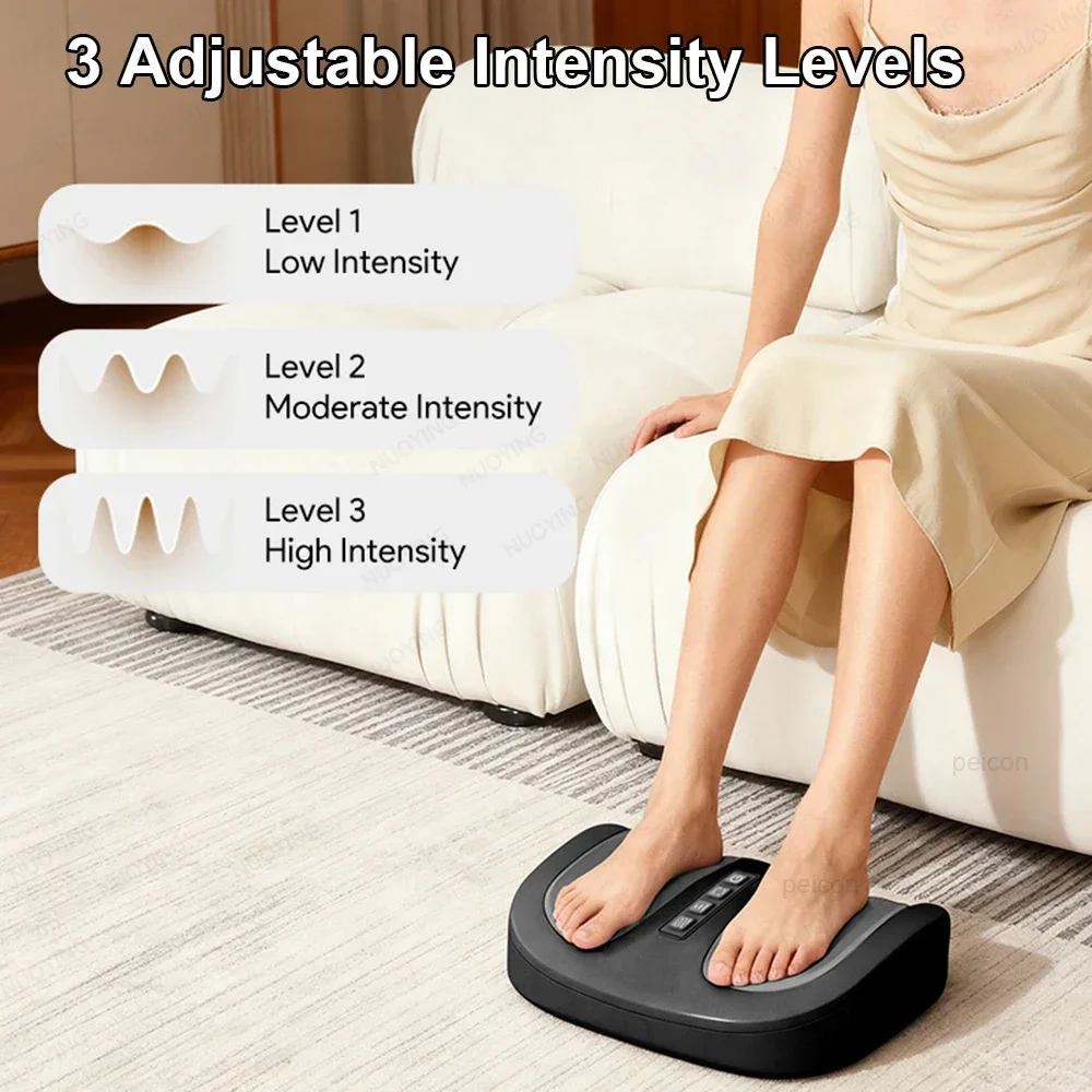 Appareil de massage électrique pour les pieds avec compression thermique et chaleur, pétrissage profond pour les tissus profonds, relaxation musculaire et soulagement des douleurs aux pieds