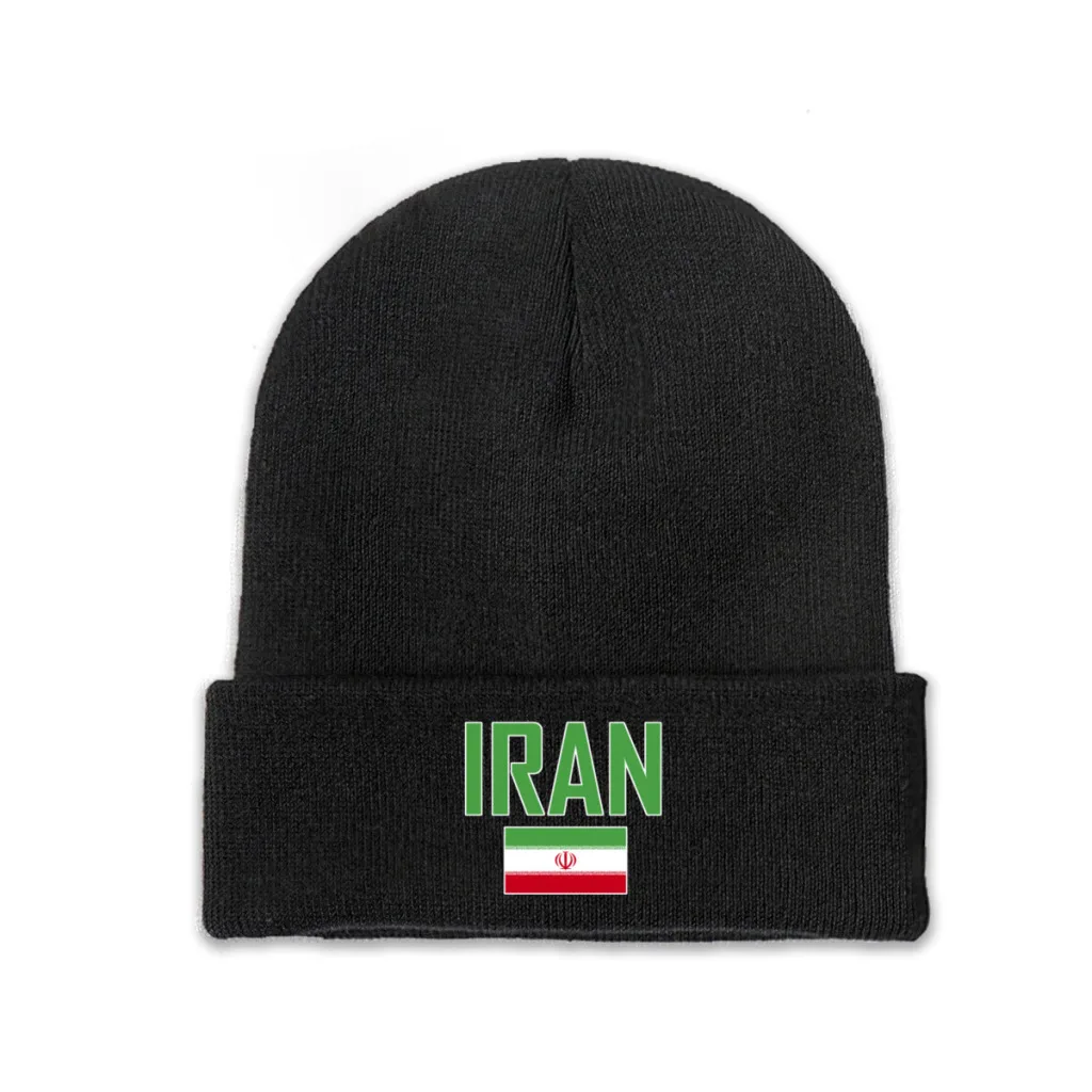 IRAN Country Flag Top Print Men Women Unisex Knitted Hat Winter Autumn Beanie Cap Warm Bonnet