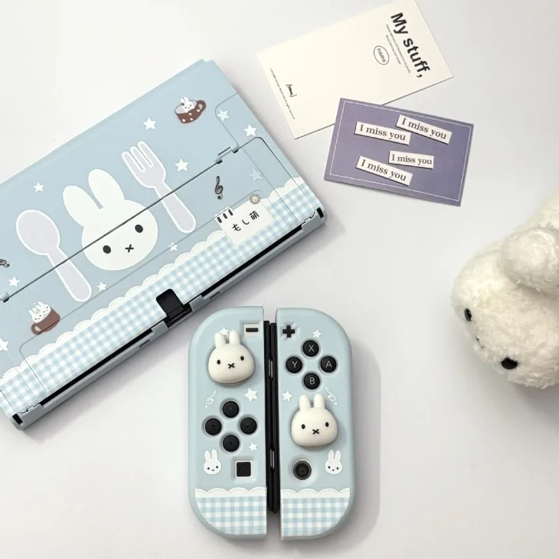 Anime Miffy Soft Grip Protective Case for Switch OLED Switch2 NS2 Lite Cutlery Rabbit Design Console Cover Handheld Gaming Shell