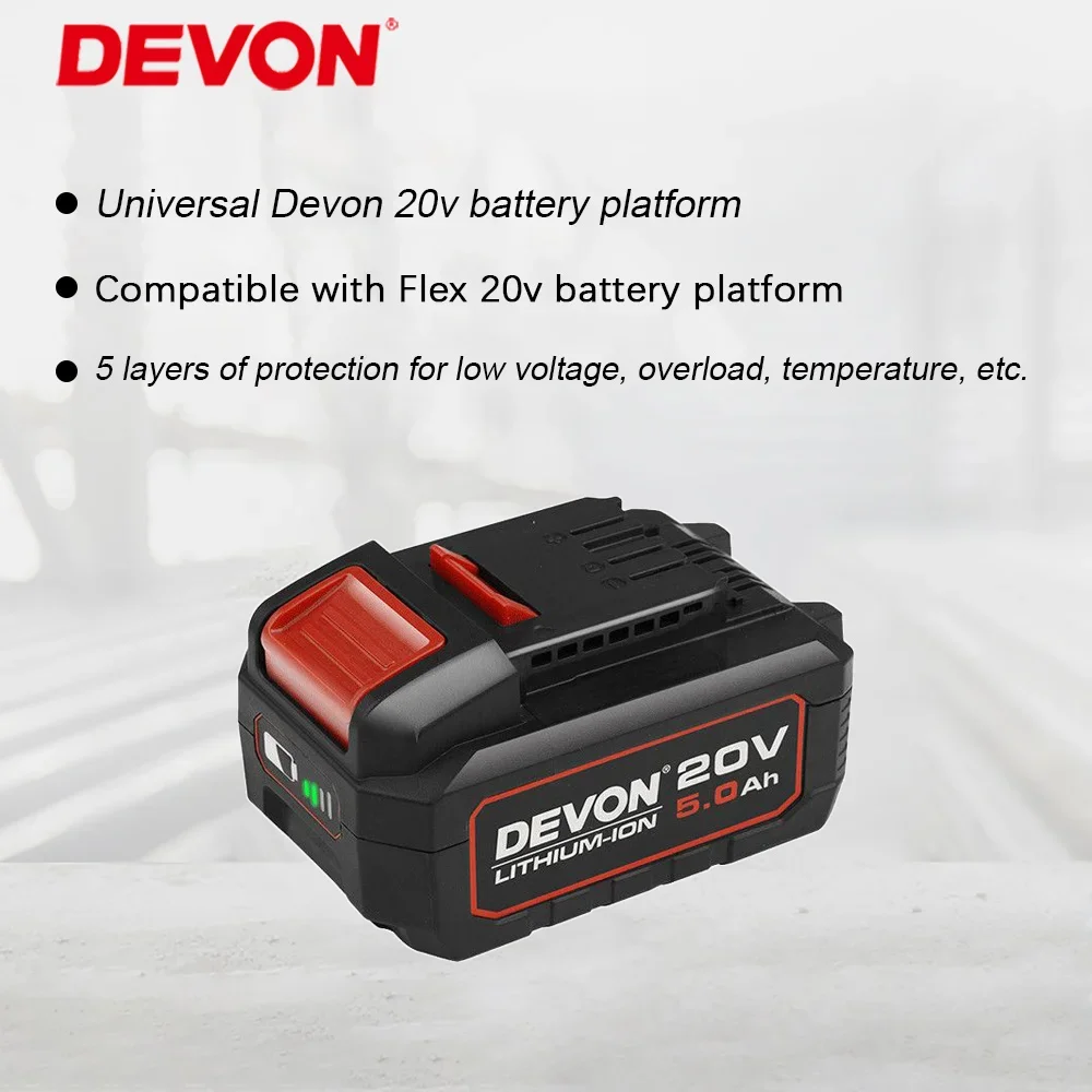 

Devon 20V Batrery Pack 2Ah 4Ah 5Ah Suit for 2903 2905 5733 5831 5401 Series Cordless Tool Universal Devon Flex Battery Platform