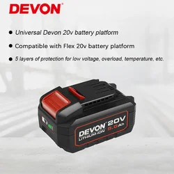 Devon 20V Batrery Pack 2Ah 4Ah 5Ah Suit for 2903 2905 5733 5831 5401 Series Cordless Tool Universal Devon Flex Battery Platform