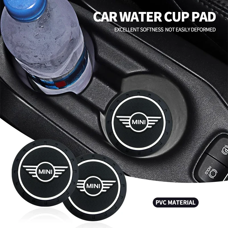 1/2Pcs Car Coaster Water Cup Slot Non-Slip Mat Pad Silicone For BMW Mini Cooper R56 R50 R53 F56 R59 R60 2011 2012 2013 2018 2019