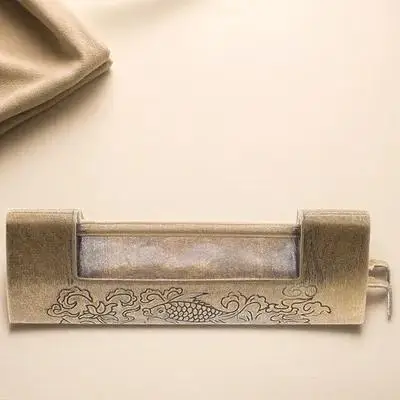 

1 set 1 Set Retro Bail Lock Vintage Chinese Carved Design For Wooden Box Jewelry Cabinet Drawer Suitcase Padlock Antiqued Copper